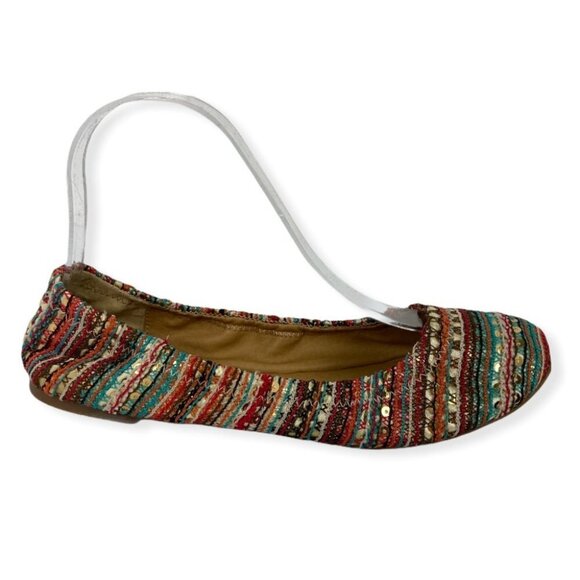 Lucky Brand Emmie‎ Ballet Flats Sequin Embroidered Size 6.5 Round Toe Bohemian - Picture 2 of 11